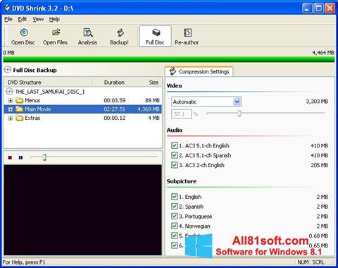 Captura de pantalla DVD Shrink para Windows 8.1