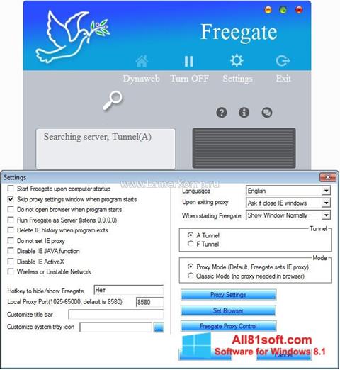 Captura de pantalla Freegate para Windows 8.1