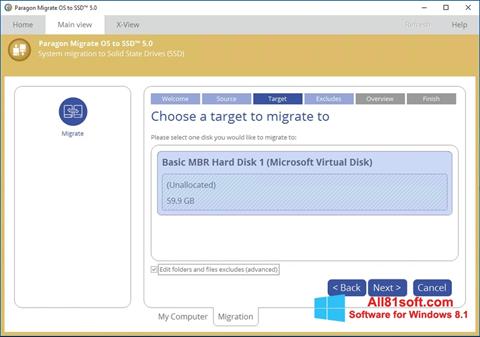 Captura de pantalla Paragon Migrate OS to SSD para Windows 8.1
