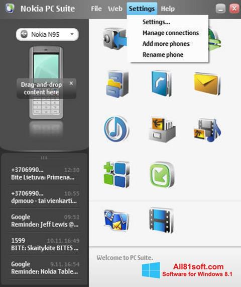 Captura de pantalla Nokia PC Suite para Windows 8.1