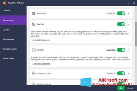 Captura de pantalla Avast! Pro Antivirus para Windows 8.1