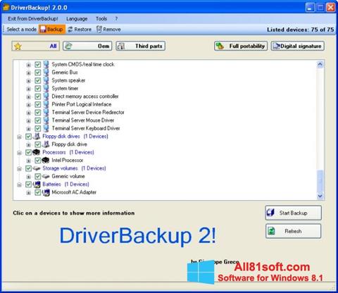 Captura de pantalla Driver Backup para Windows 8.1