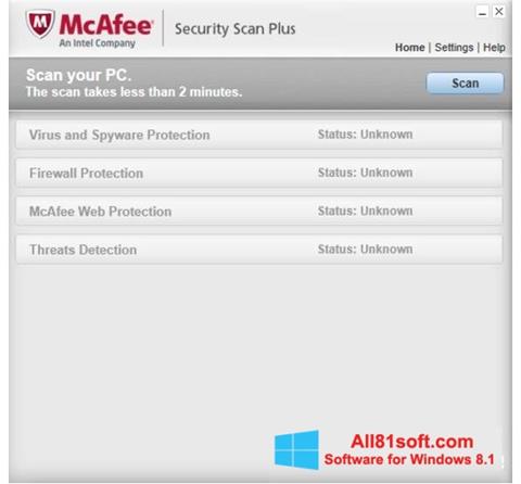 Captura de pantalla McAfee Security Scan Plus para Windows 8.1