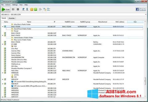 Captura de pantalla Advanced IP Scanner para Windows 8.1
