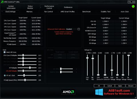 Captura de pantalla AMD Overdrive para Windows 8.1