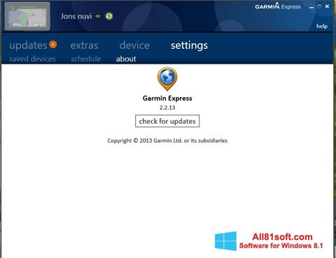 Captura de pantalla Garmin Express para Windows 8.1
